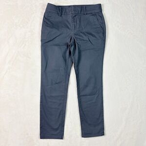 Loft Pants Women Sz 6 Gray Blue Chino Slim Straight Stretch Cotton 493183